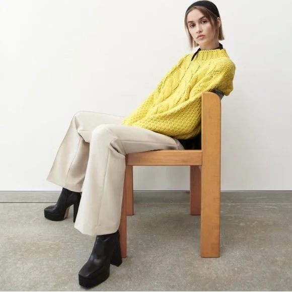 Zara Yellow Cable Knit Sweater - Picture 2 of 7